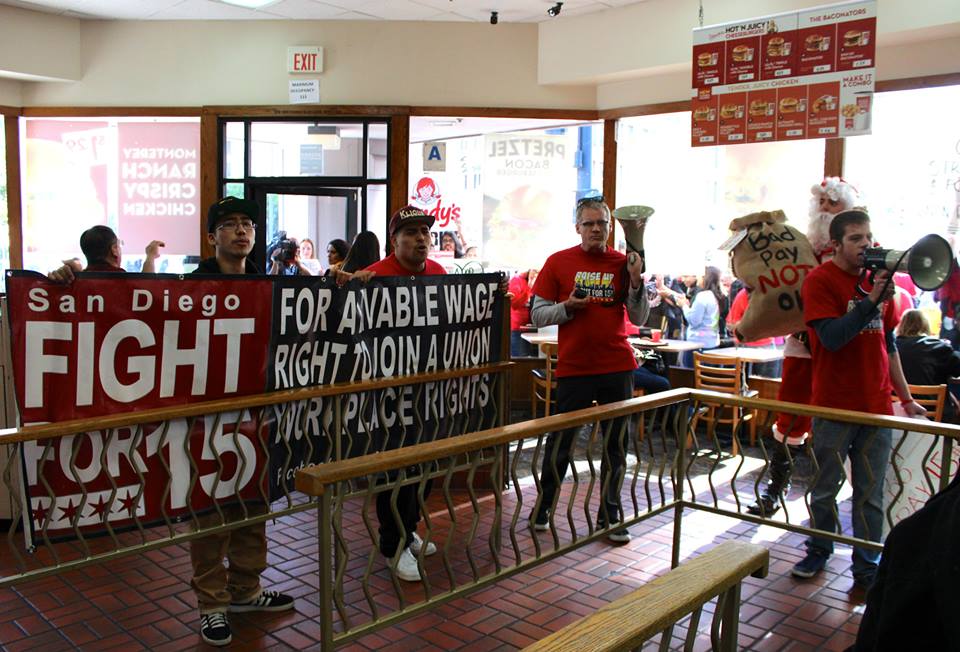 Marching Inside Wendy's just one year ago... (SEIU Photo)