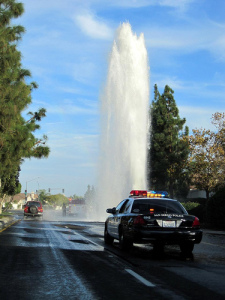 water main break cop car