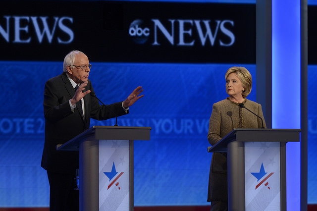 Sanders and Clinton at the Democratic Presidential debate from St. Anselm College in Manchester, NH, airing Saturday, Dec. 19, 2015
