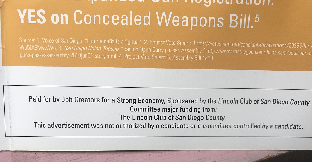 Campaign flyer showing funding sources