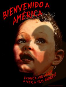 Baby's head witth shadow of Donald Trump